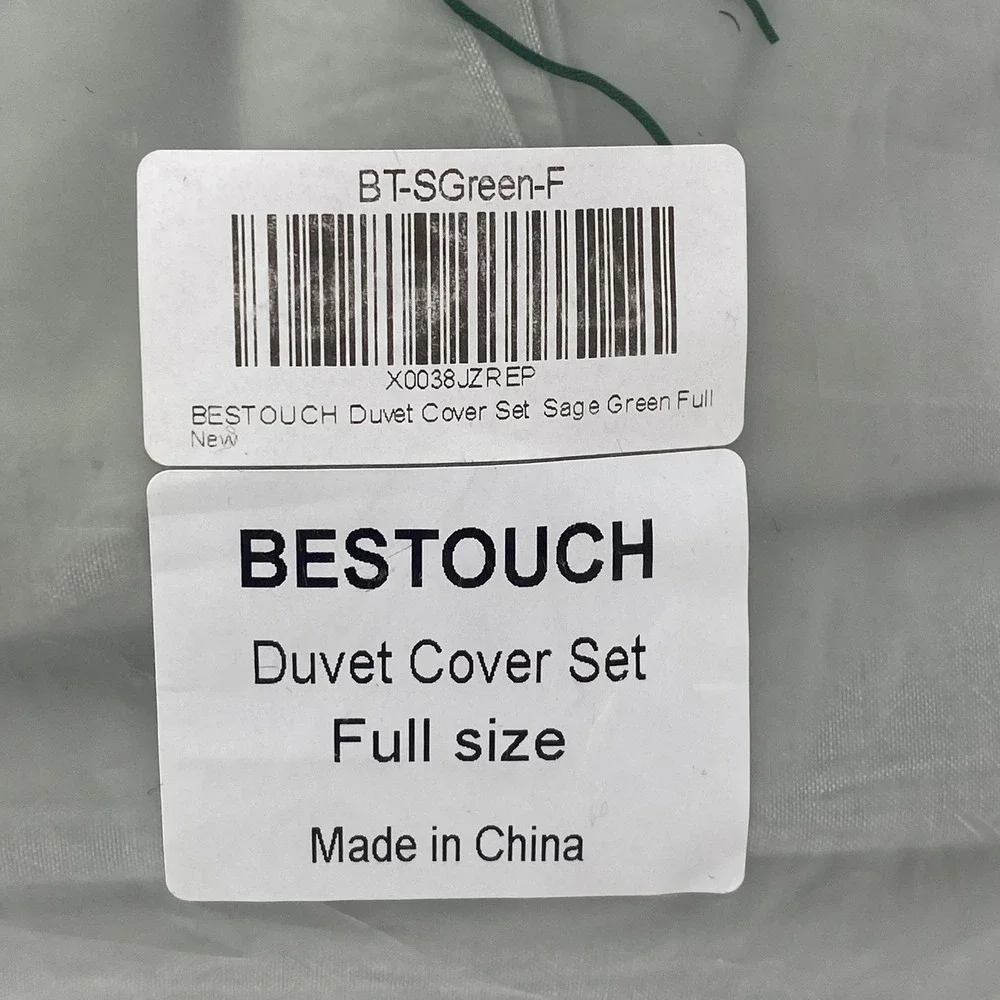 BESTOUCH Full Duvet Cover Set Sage Green 100% Washed Cotton Breathable